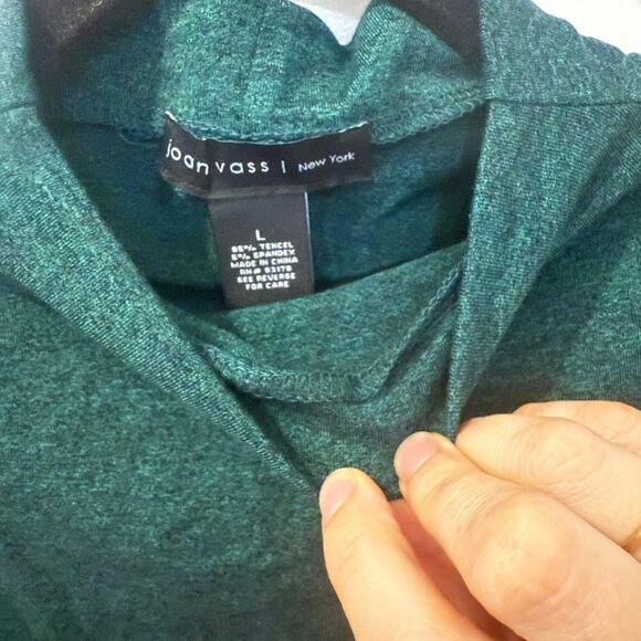 NWT Joan Vass LG mock neck jersey stretchy knit green tunic - Picture 7 of 9